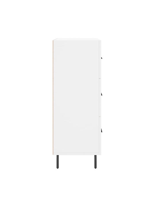 Wooden Chest of Drawers with 3 Drawers White 69.5x34x90cm