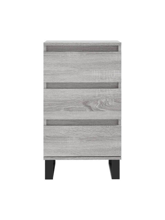 Wooden Chest of Drawers with 3 Drawers Gray 40x35x70cm