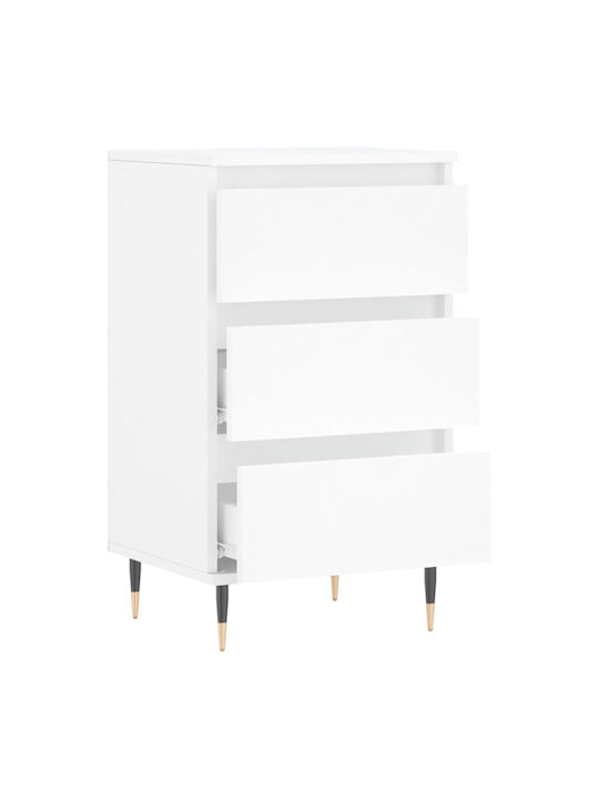 Wooden Chest of Drawers with 3 Drawers White 40x35x70cm