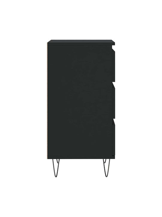 Συρταριέρα Κρεβατοκάμαρας mit 3 Schubladen Schwarz 40x35x70cm