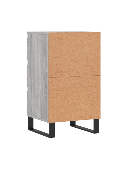 Wooden Chest of Drawers with 3 Drawers Gray 40x35x70cm