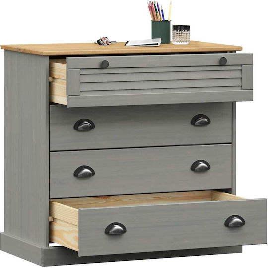 Wooden Chest of Drawers with 4 Drawers Gray 80x40x76cm