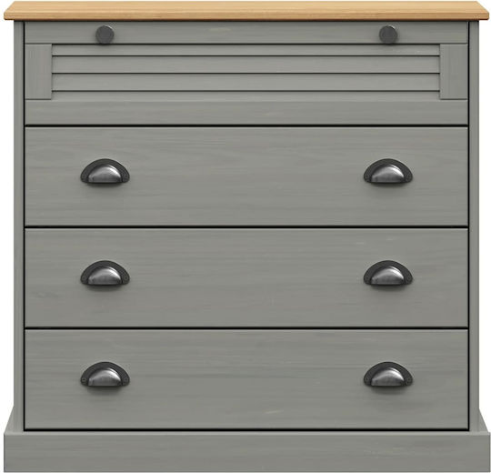Wooden Chest of Drawers with 4 Drawers Gray 80x40x76cm