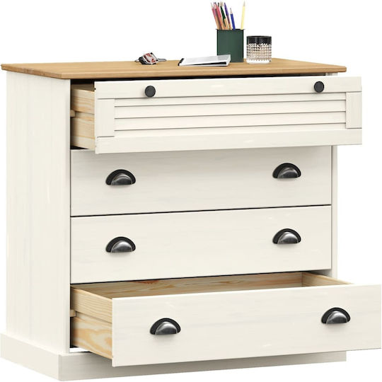 Wooden Chest of Drawers with 4 Drawers 80x40x76cm
