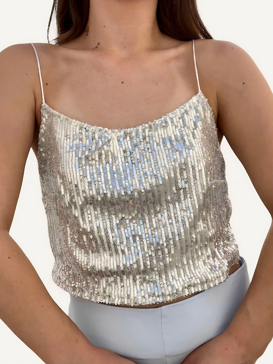 Women's Summer Crop Top with Straps Beige
