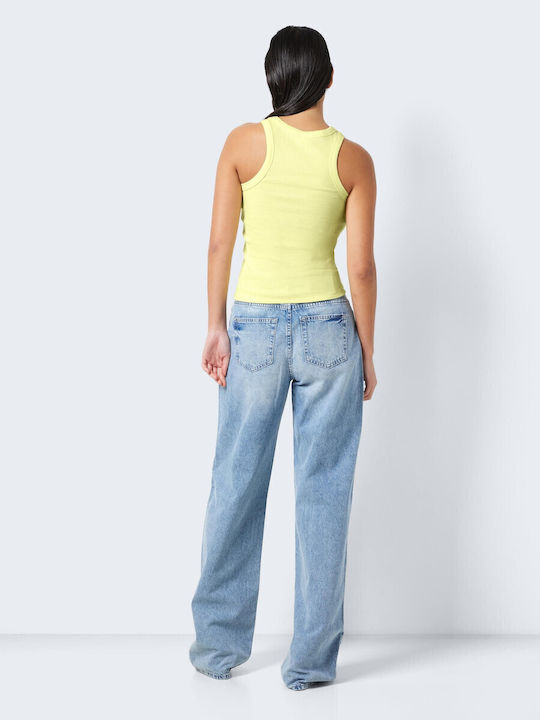 Damen Sommer Bluse Baumwolle Ärmellos mit Neckholder Gelb