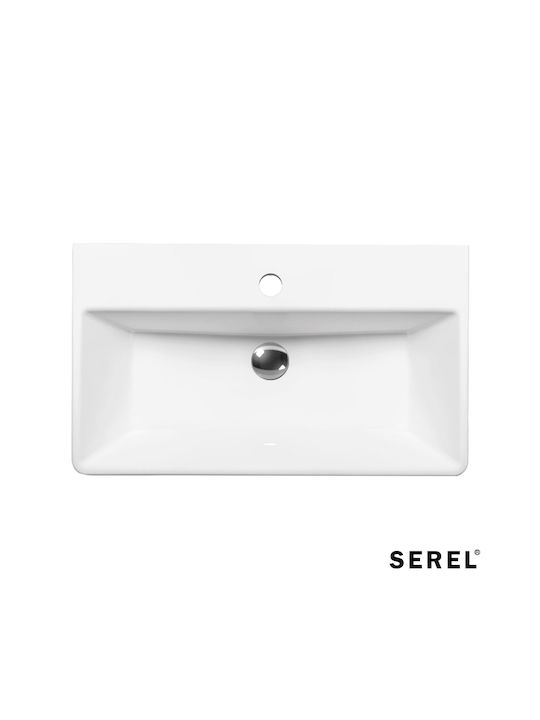 Serel Tetra Επικαθήμενος Νιπτήρας Πορσελάνης 60x35cm Λευκός