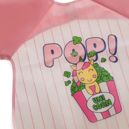 Gamberritos Kids Impermeabila Salopetă Plastic cu autocolant & Mâneci Roz