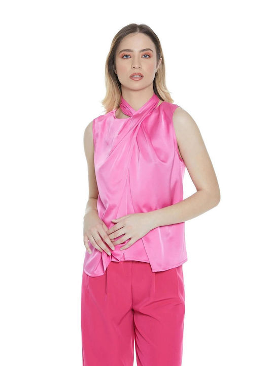 Relish Damen Sommer Bluse Ärmellos Rosa