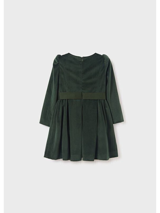 Kinderkleid Langärmelig Samt Grün