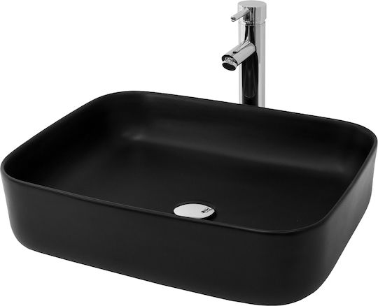 ML-Design Επικαθήμενος Νιπτήρας Κεραμικός 51x40.5x13.5cm Μαύρος