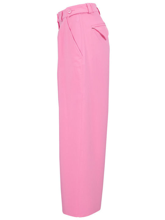 Damen Hoch tailliert Stoff Hose Rosa