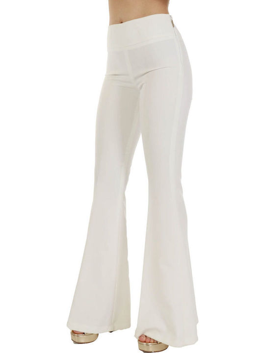 Women's Fabric Trousers Flared White