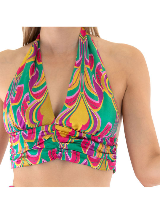 Damen Sommer Crop Top Ärmellos mit V-Ausschnitt Mehrfarbig