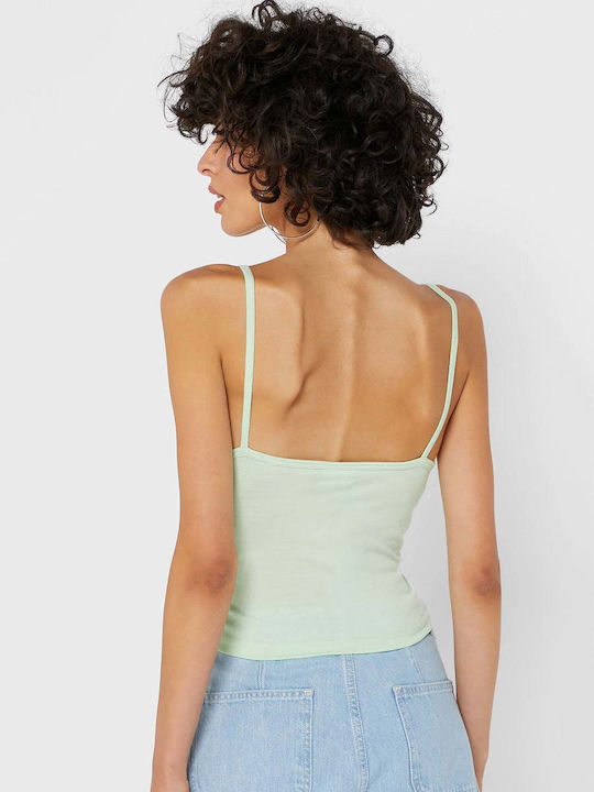 Noisy May Women's Summer Crop Top with Straps & V Neckline Green