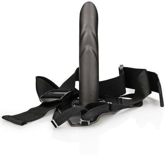 Shots Ouch Textured Curved Hollow Strapless Strap On με Dildo 20.6cm σε Γκρι Χρώμα