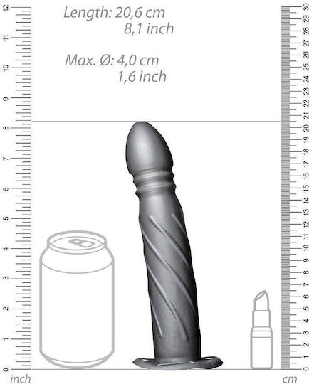 Shots Ouch Twisted Hollow Harness with Dildo 20.6cm in Gray Color
