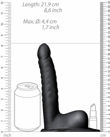 Shots Ouch Ribbed Hollow With Balls Harnașament cu Dildo 22cm în Culoare Negru