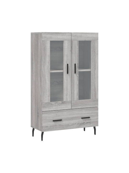 Wohnzimmer Vitrine aus Spanplatte mit Verglasung in Grau 69.5x31x115cm