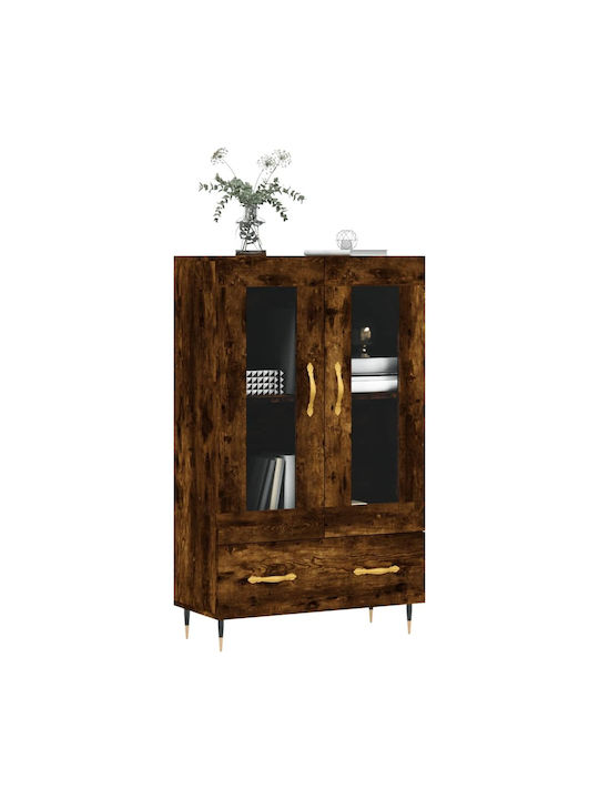 Living Room Display Cabinet from Particle Board with Walnut Glass 69.5x31x115cm