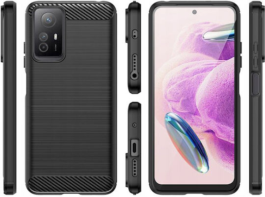 Techsuit Techsuit Carbon Задна корица Силикон Черен (Redmi Note 12S)