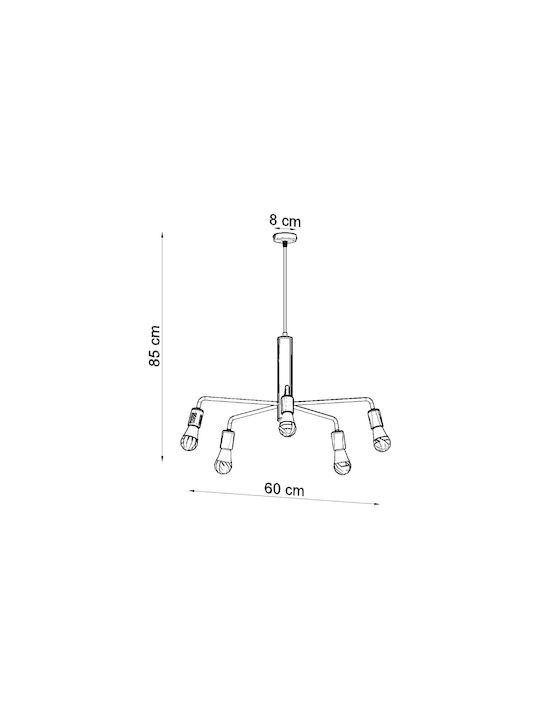 Sollux Duomo 5 Pendant Suspension for 5 Bulbs E27 Black