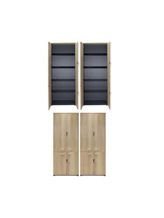 Kleiderschrank Büro Lotus mit Schloss Natural / Charcoal 160x40x200cm