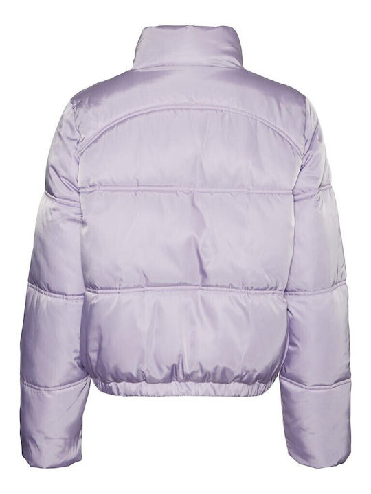Women's Short Puffer Jacket for Winter Lilacc