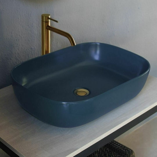 Scarabeo Glam Επικαθήμενος Νιπτήρας Πορσελάνης 56x39x14cm Ocean Blue