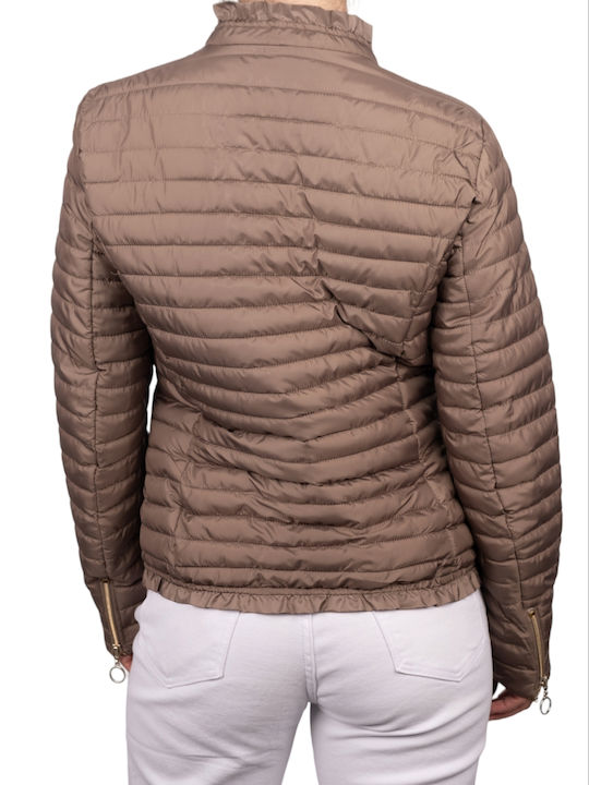 Remix Women's Short Puffer Jacket for Spring or Autumn Beige