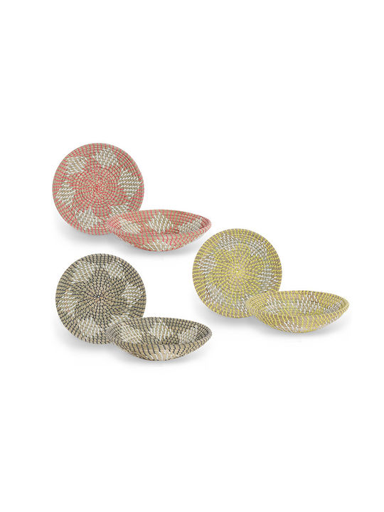 Nef-Nef Homeware Decorative Plate made of Straw Material "Bangor" Coral 28x6x28cm 1pcs