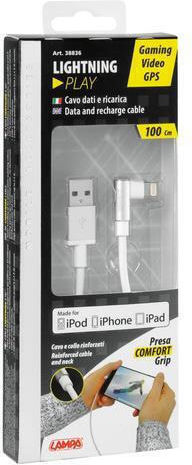 Lampa Angle (90°) USB-A to Lightning Cable Λευκό 1m L3883.6