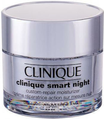 Clinique Smart Αnti-aging & Moisturizing Night Cream Suitable for Combination Skin with Hyaluronic Acid Custom-Repair 50ml