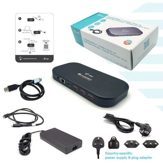 i-tec Thunderbolt 3 Docking Station με HDMI 4K PD Ethernet και συνδεση 2 Οθονών Μαύρο (TB3HDMIDOCKPD)