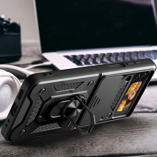 Techsuit CamShield Umschlag Rückseite Kunststoff / Silikon Schwarz (Galaxy Z Flip5)