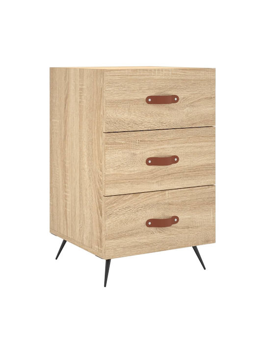 Wooden Bedside Table with Metallic Legs 40x40x66cm