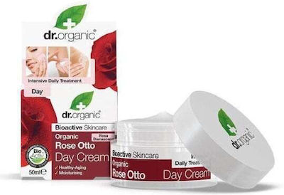 Dr.Organic Rose Otto Feuchtigkeitsspendend & Straffend Creme Gesicht Tag mit Aloe Vera 50ml