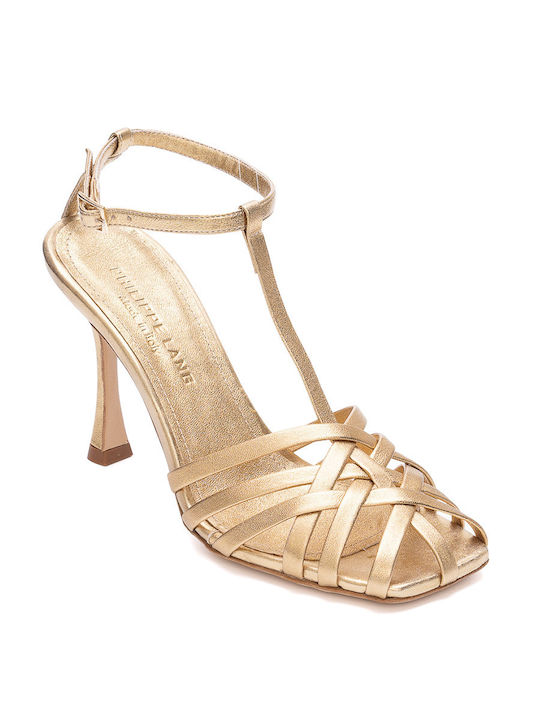 Philippe Lang Leather Women's Sandals Gold