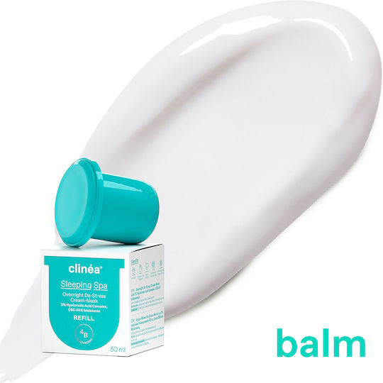 Clinea Sleeping Spa Refill Ενυδατική Κρέμα Προσώπου Νυκτός με Υαλουρονικό Οξύ & Πρεβιοτικά 50ml