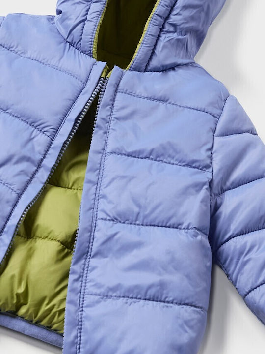 Kids Quilted Short Double Sided Jacket with Hood Green