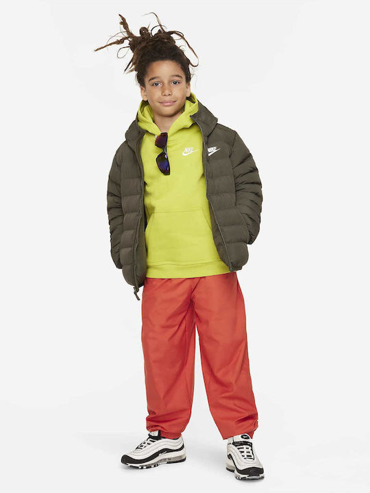 Kids Sports Short Hooded Khaki Coat
