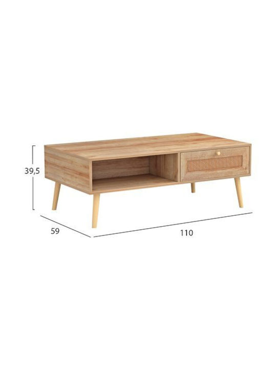 Colm Rectangular Wooden Coffee Table Natural L110xW59xH39.5cm