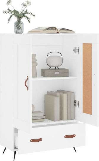 Living Room Display Cabinet Made of Wood and Metal White 69.5x31x115cm