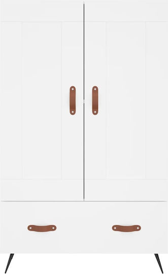 Living Room Display Cabinet Made of Wood and Metal White 69.5x31x115cm