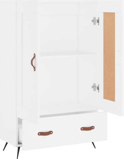 Living Room Display Cabinet Made of Wood and Metal White 69.5x31x115cm