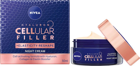 Nivea Cellular Hyaluron Filler +Elasticity Reshape Κρέμα Προσώπου Νυκτός για Ενυδάτωση, Αντιγήρανση & Σύσφιξη με Υαλουρονικό Οξύ 50ml