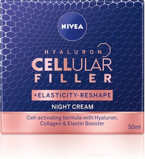 Nivea Cellular Hyaluron Filler +Elasticity Reshape Κρέμα Προσώπου Νυκτός για Ενυδάτωση, Αντιγήρανση & Σύσφιξη με Υαλουρονικό Οξύ 50ml