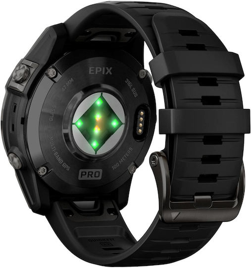 Garmin epix Pro (Gen 2) Standard Edition Stainless Steel 47mm Waterproof Smartwatch with Heart Rate Monitor (Slate Grey with Black Band)