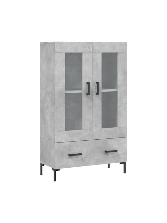 Wohnzimmer Vitrine aus Holz & Metall mit Verglasung in Grau 69.5x31x115cm