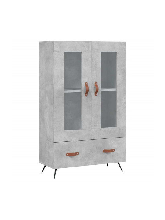 Wohnzimmer Vitrine aus Holz & Metall mit Verglasung Graues 69.5x31x115cm